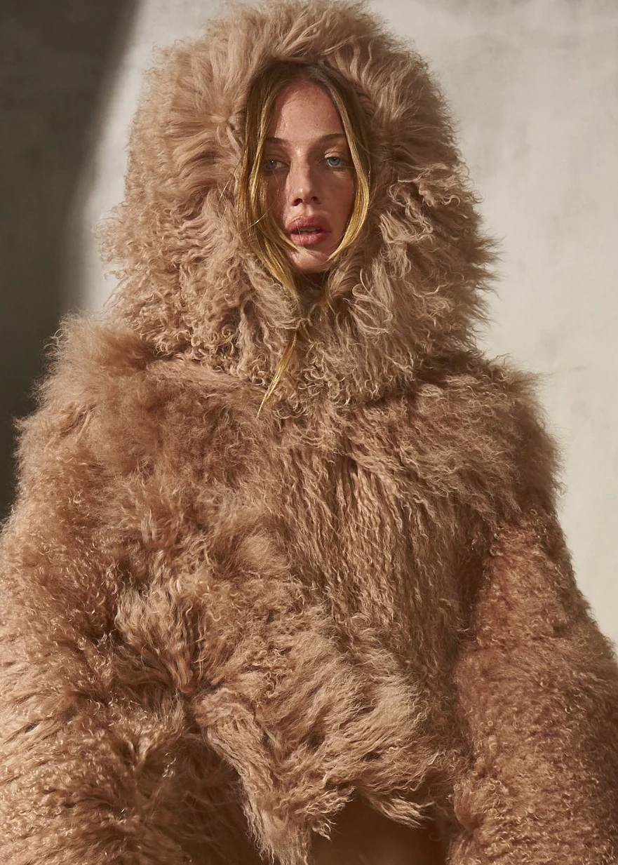 CROPPED HOODED MONGOLIAN - Rosewood - Image 4