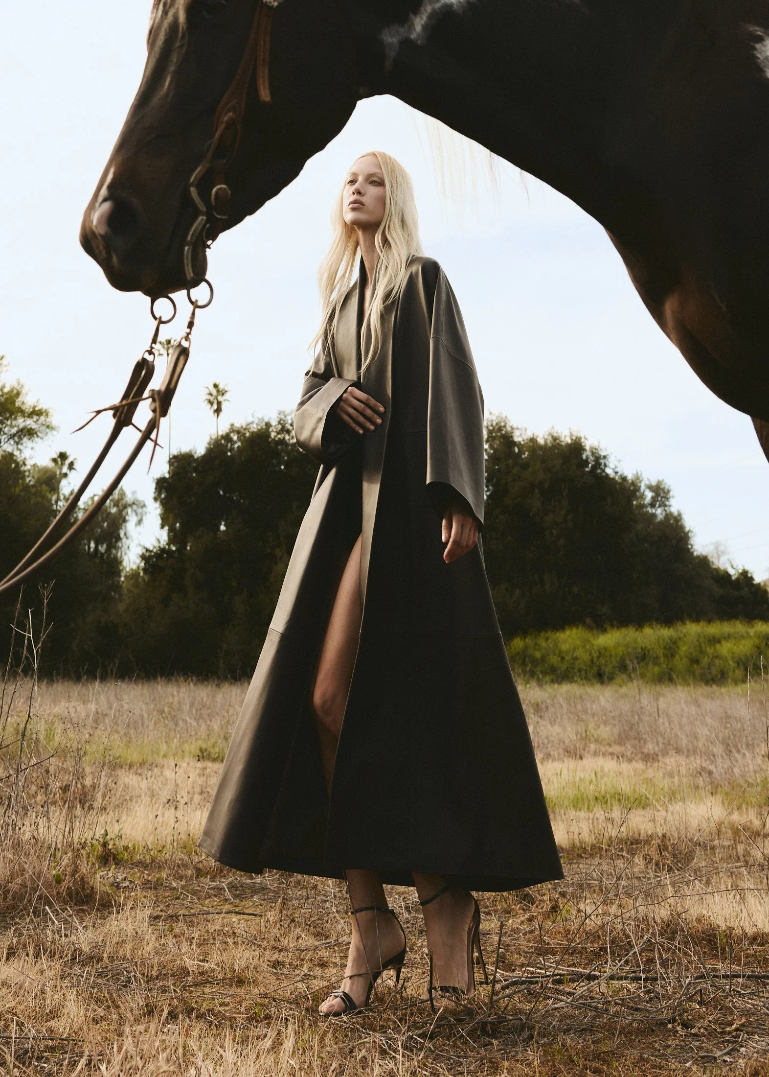 LEATHER CAPE COAT - Dark Espresso - Image 3